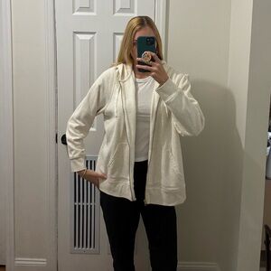 Old navy beige zip up sweatshirt gold zipper